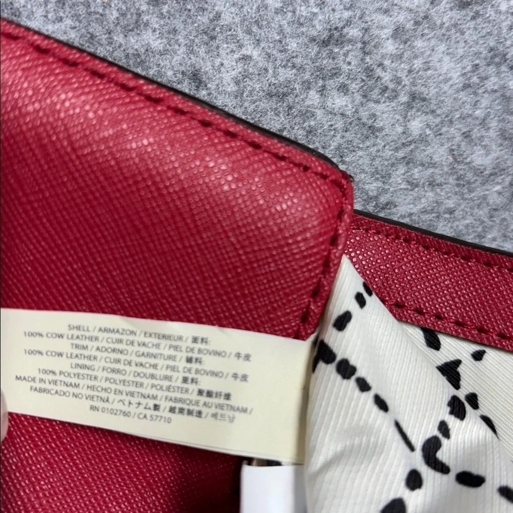 Kate Spade New York Lock Clutch Red Leather Envelope Brass Turn Pyramid Purse